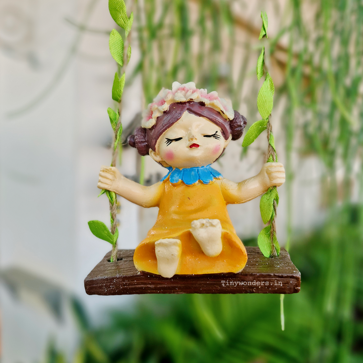 Cute Swing Girl Hanging Garden Decor ( Random Colour )