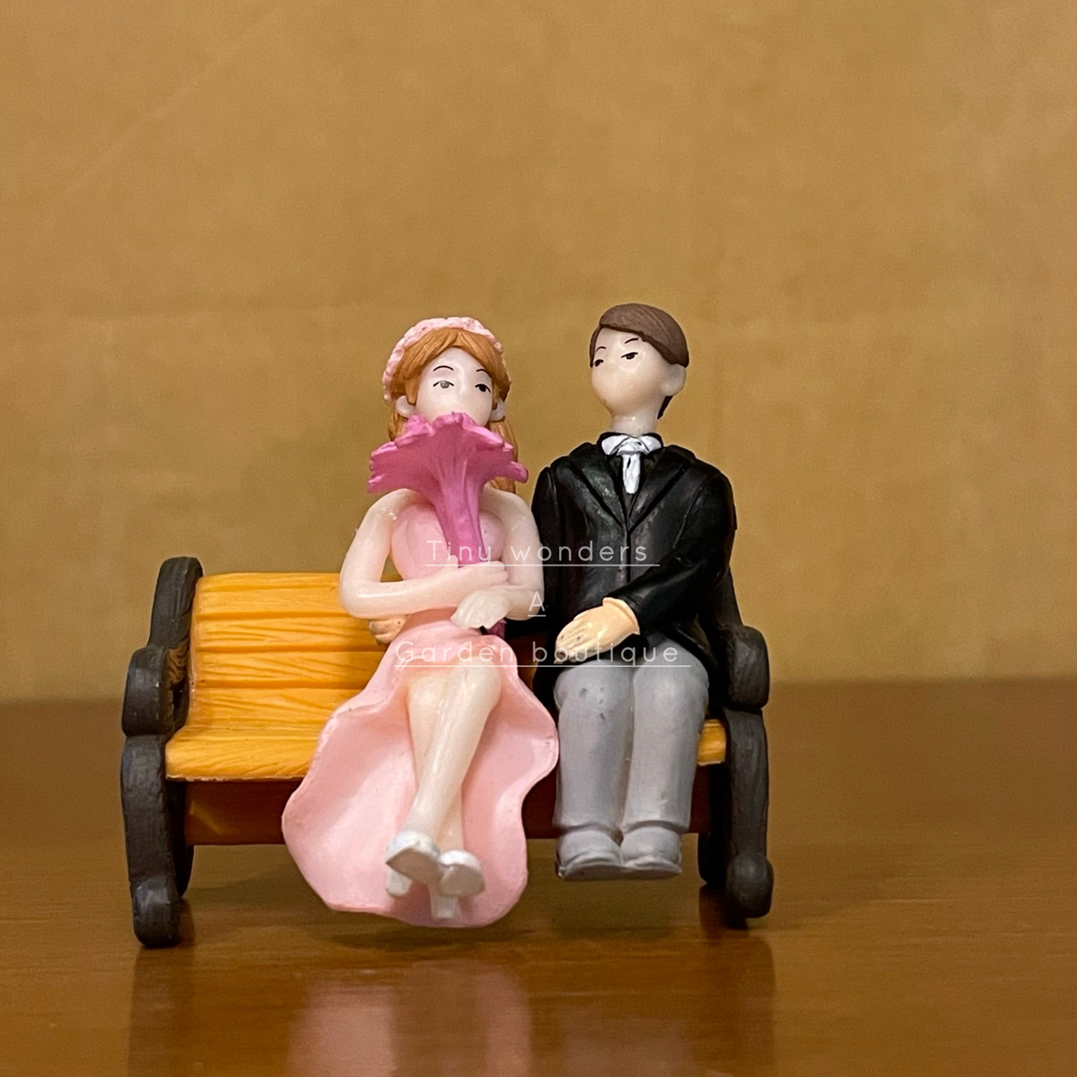 #055 Miniature Wedding Couple with Bench (PER PAIR) random colour
