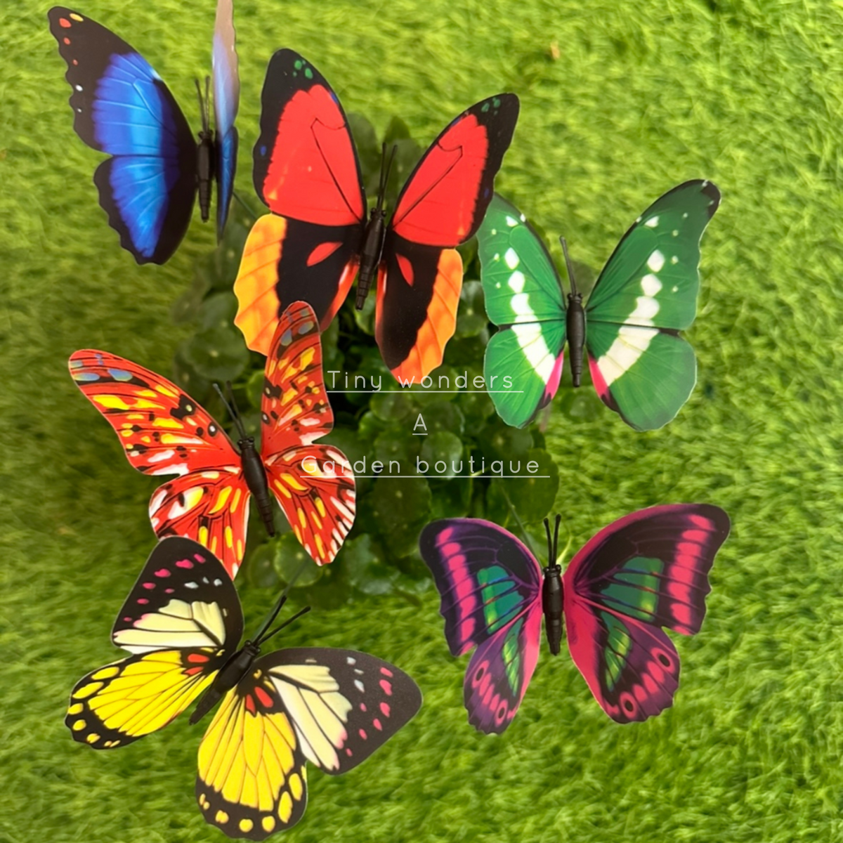 #378 Miniature big Butterfly sticks /stakes ( Set Of 5 )