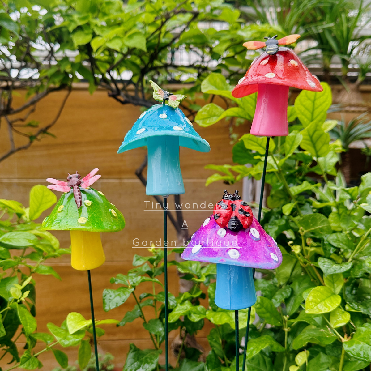 #S01 Mushroom Garden Stick ( Set Of 2) random colour