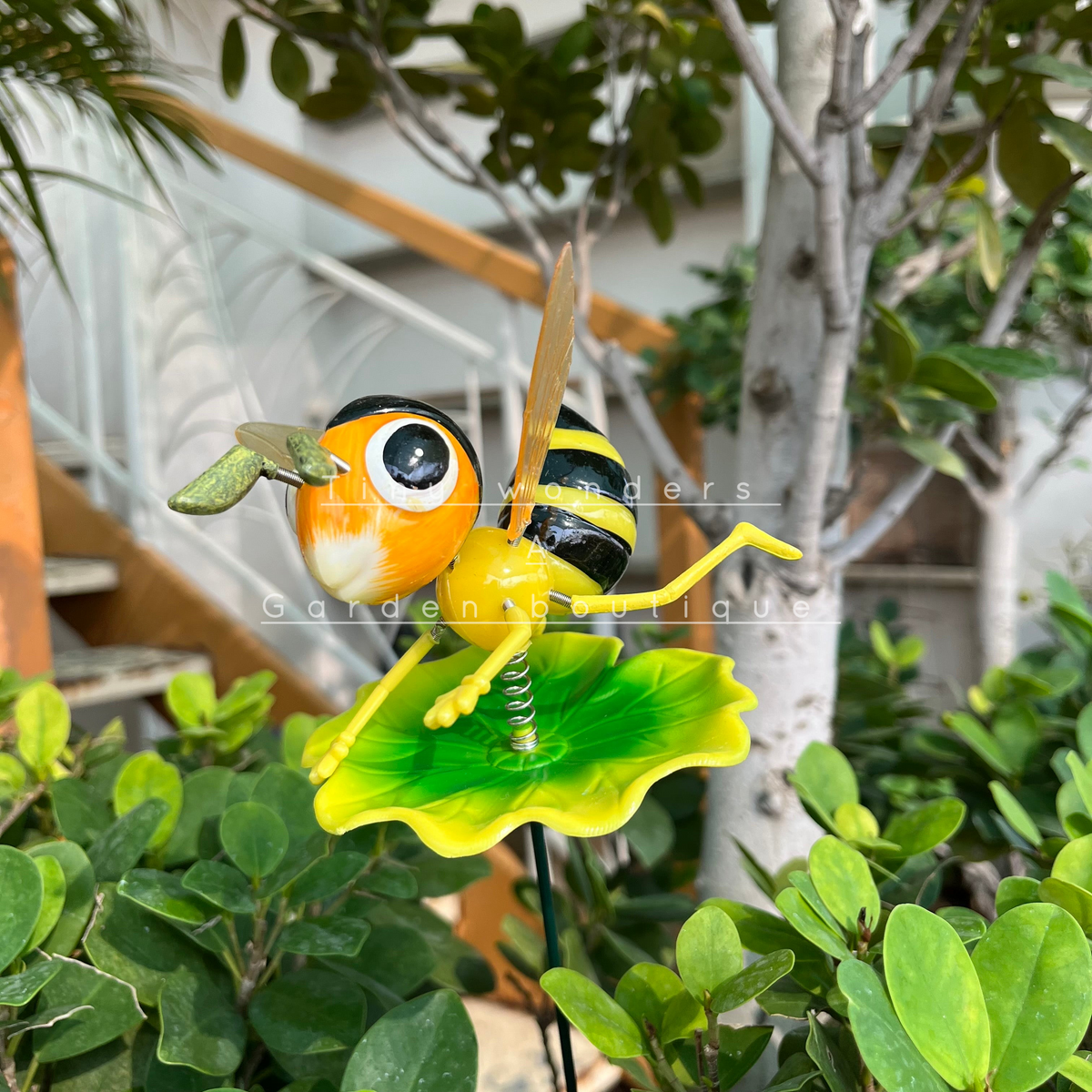 #S16 Yellow Bee Garden Stick (Set Of 2 )