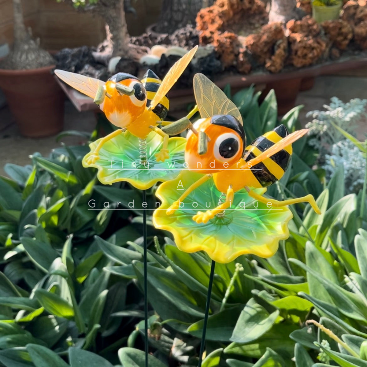 #S16 Yellow Bee Garden Stick (Set Of 2 )