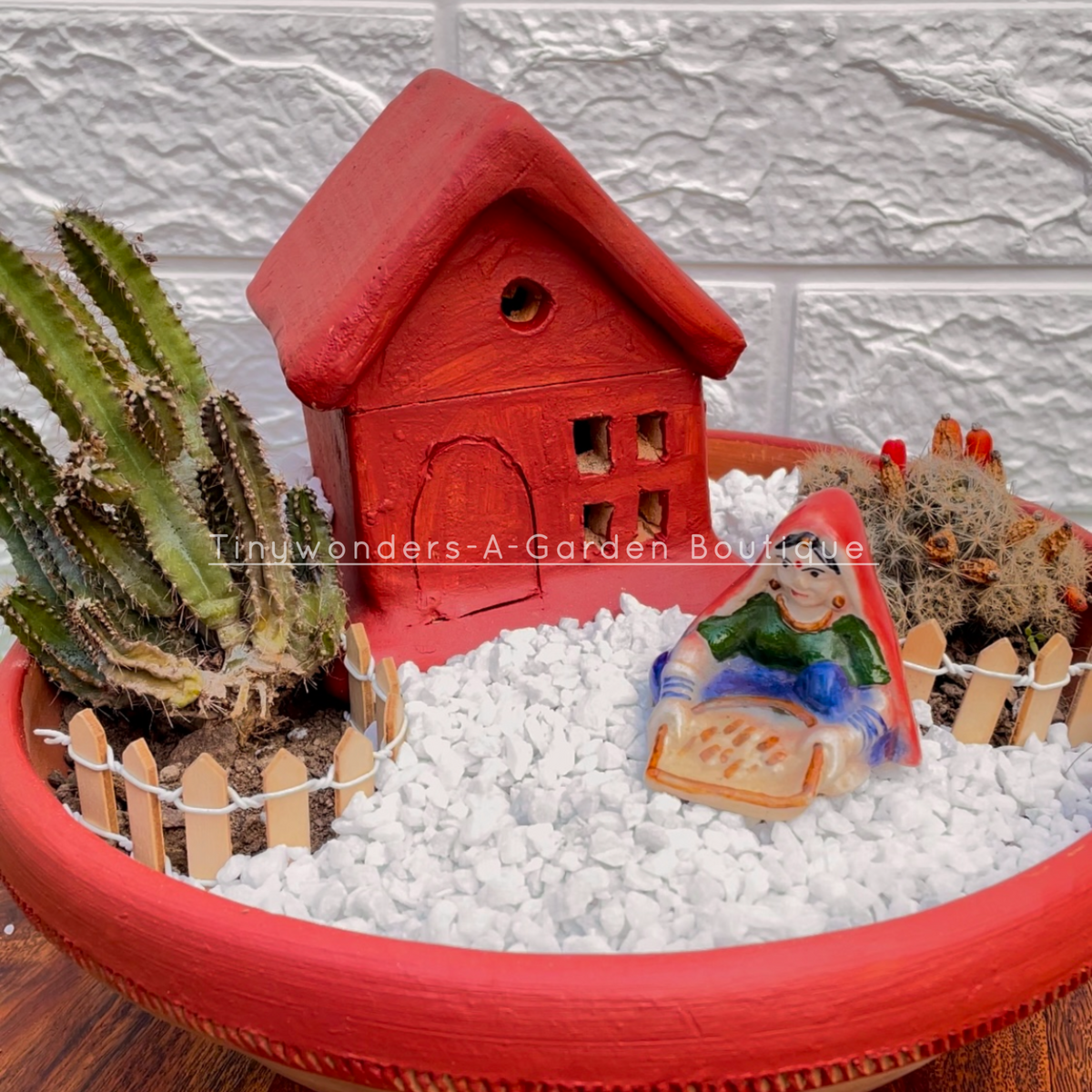 Village theme tray garden