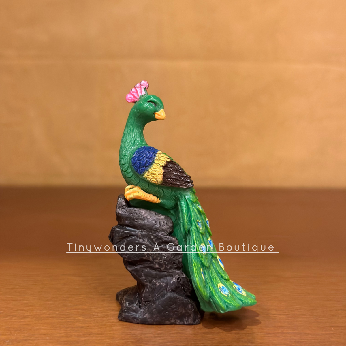 #352 Miniature Peacock on Stone (PER UNIT)