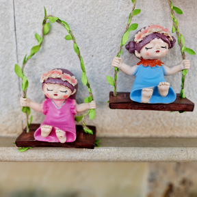 Cute Swing Girl Hanging Garden Decor ( Random Colour )