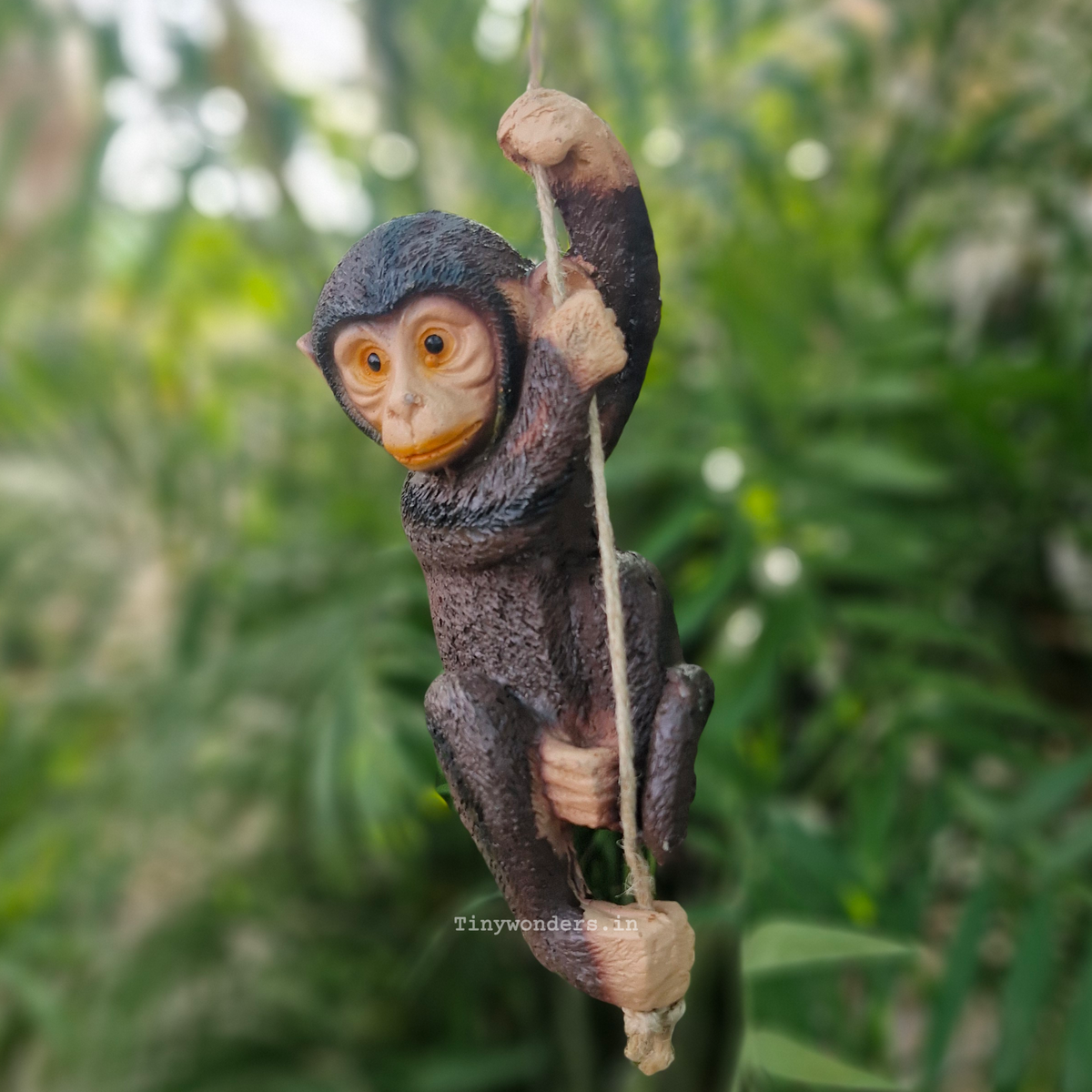 Playful Hanging Monkey Rope Figurine Garden Decor ( Random Colour )