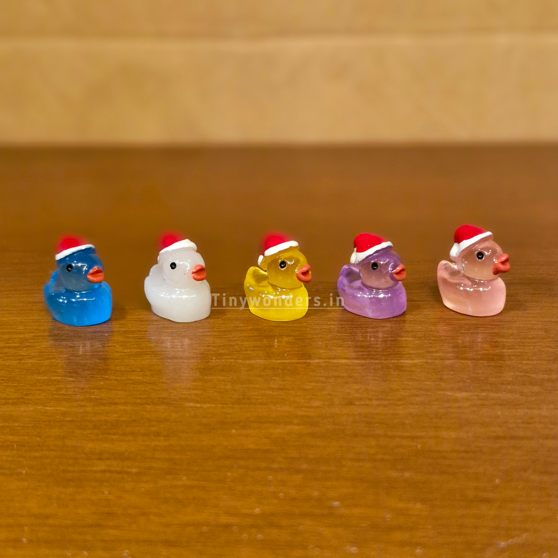 #614 Christmas Miniature Glow Ducks With Cap ( Set Of 5 )
