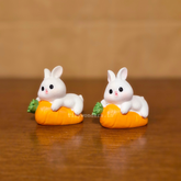 #665 Miniature Cute Bunny With Carrot ( Set Of 2 )