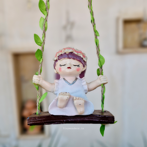 Cute Swing Girl Hanging Garden Decor ( Random Colour )