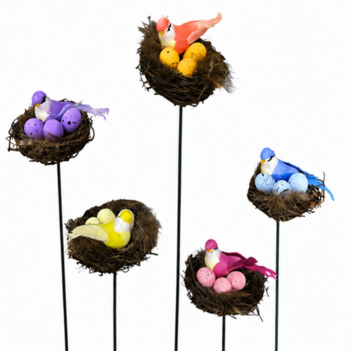 #S68 Bird Nest Garden Sticks / Stakes ( Set Of 2 ) Random Colour