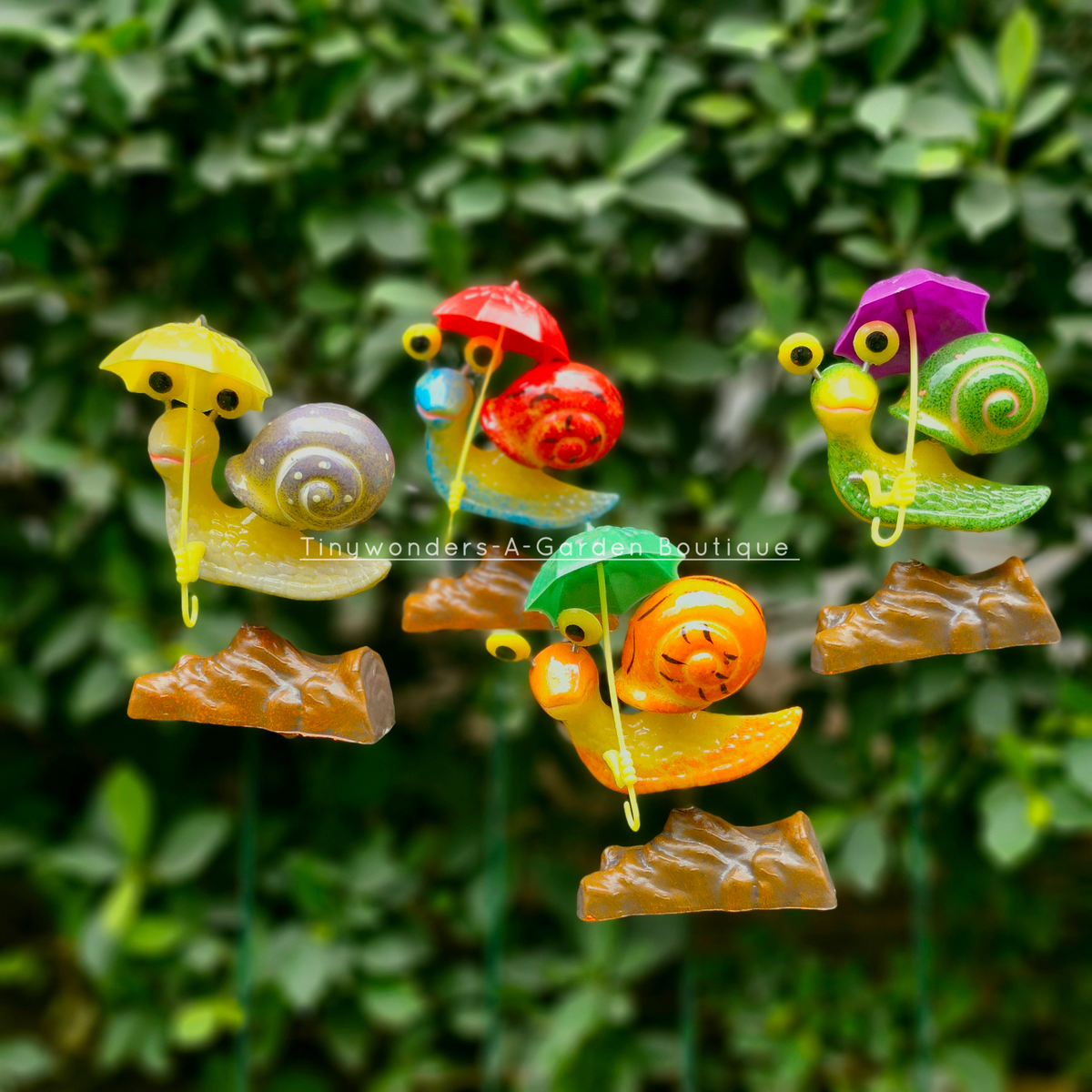 #S52 Snail With Umbrella ( Set Of 2 ) Random Colour