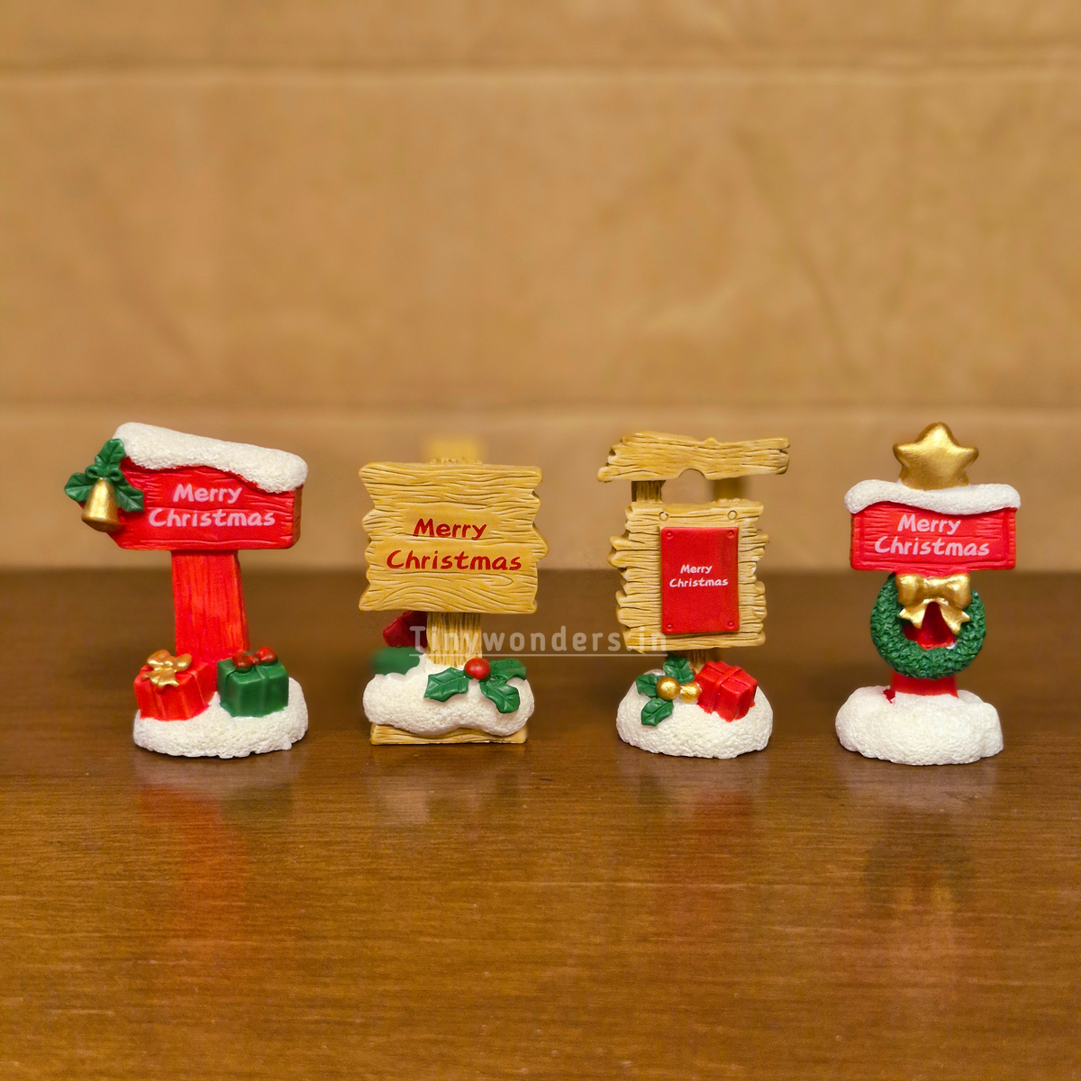 #616 Christmas Miniature Sign Board ( Set Of 2 ) Random Design