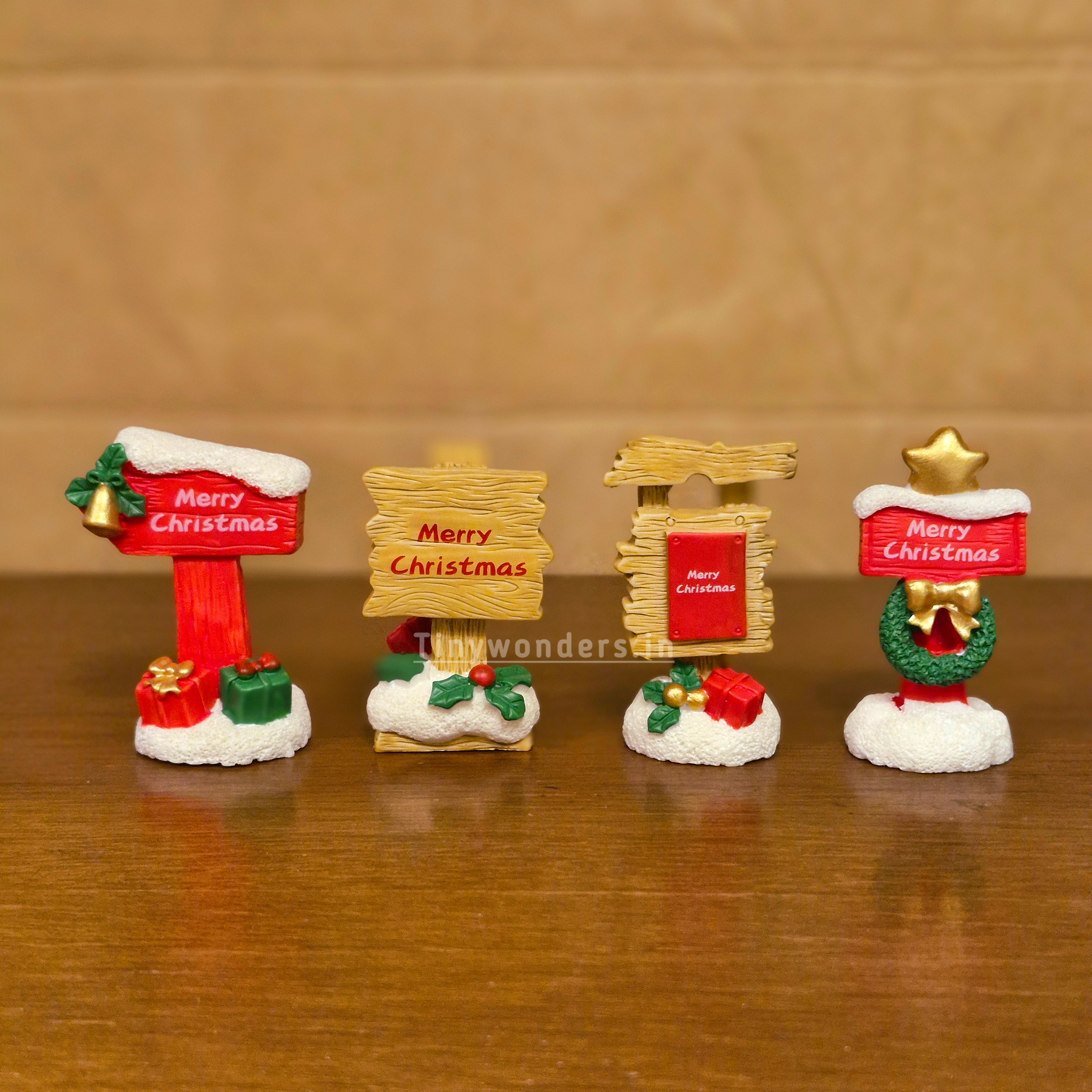 #616 Christmas Miniature Sign Board ( Set Of 2 ) Random Design