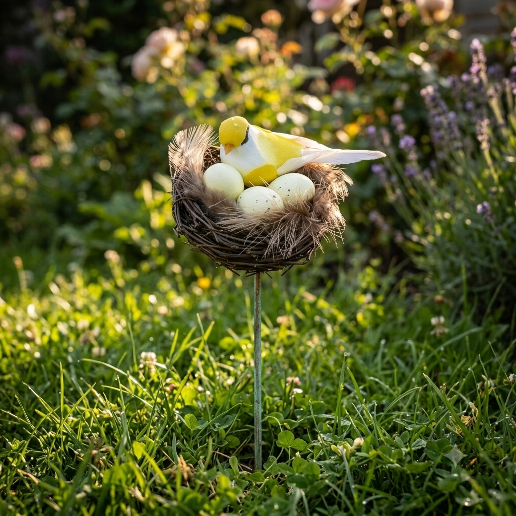 #S68 Bird Nest Garden Sticks / Stakes ( Set Of 4 ) Random Colour