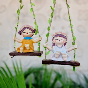 Cute Swing Girl Hanging Garden Decor ( Random Colour )