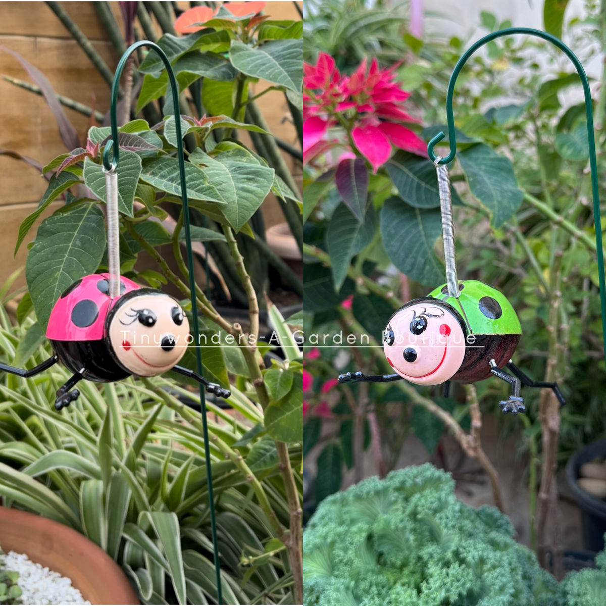#S13  Dancing Pink and green lady bug stick ( set of 2)