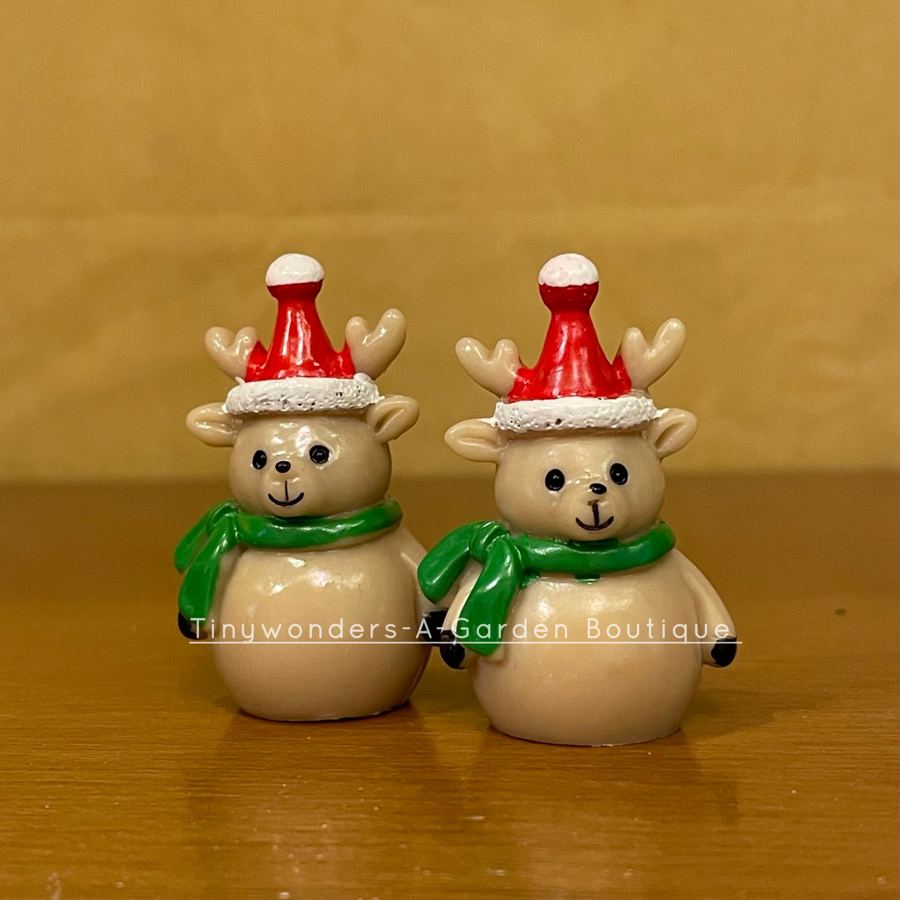 #325 Christmas Miniature Reindeer Cap Snowman (Set of 2 )