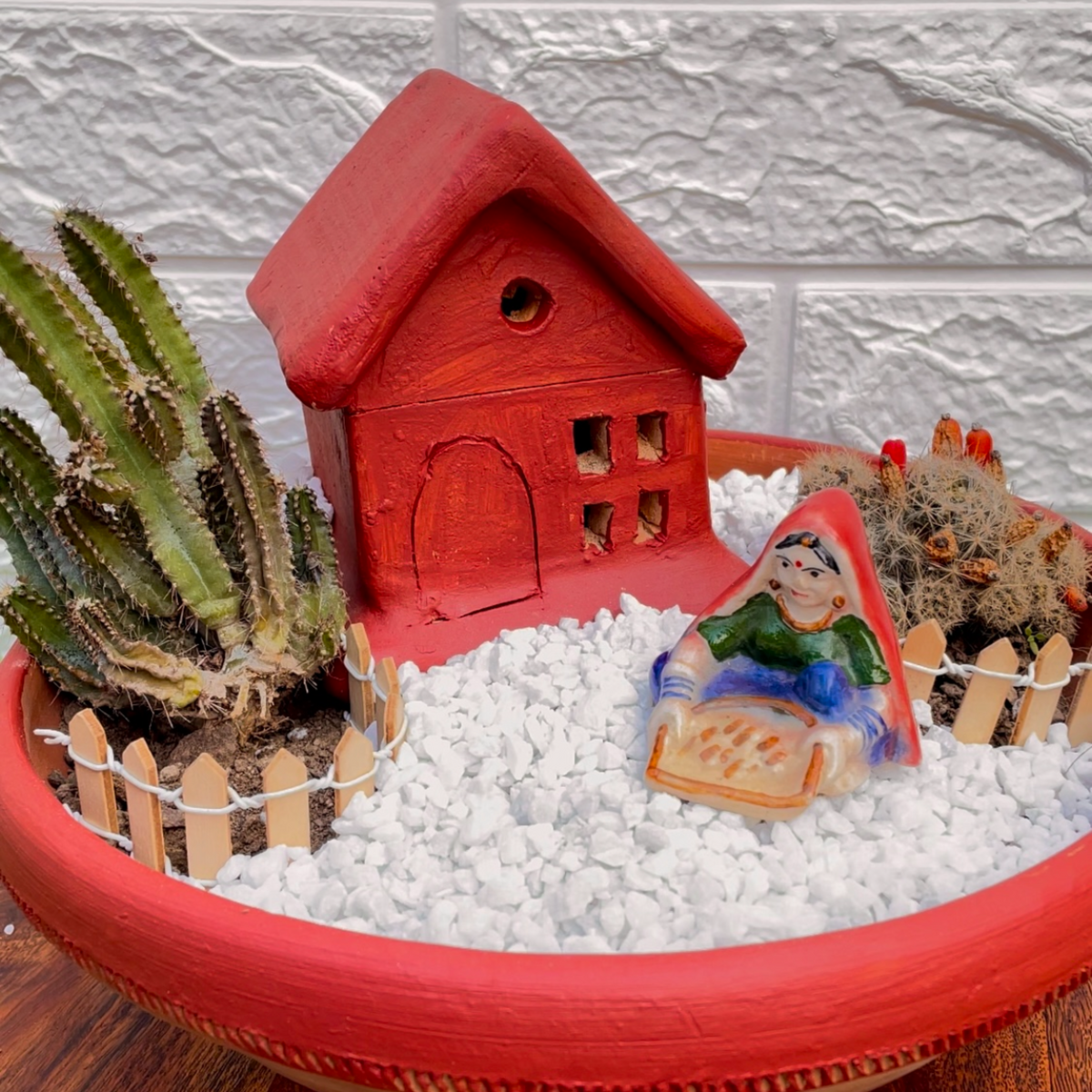 Village theme tray garden