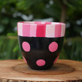 Pink Polka Dot Terracotta Pot