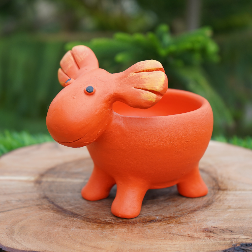 Reindeer Terracotta Pot